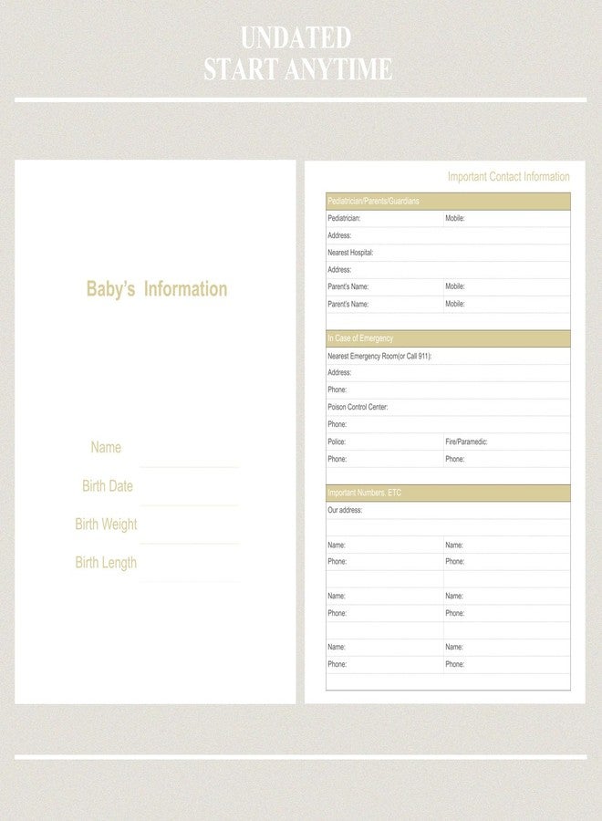 Tiankool Baby's Daily Care Planner - A5 Newborn Baby Log Book for Tracking Daily Routine, 152 Easy-to-Use Pages to Monitor Nursing, Sleep, Feeding, Diapers, Pumping, and More - White - Image 5