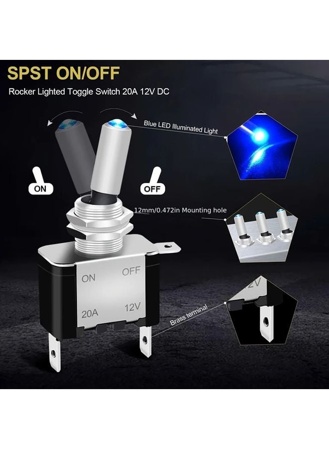 Yellow 5pcs Rocker Light Toggle Switch 12V 20A Heavy Duty SPST On Off Automotive - Image 4