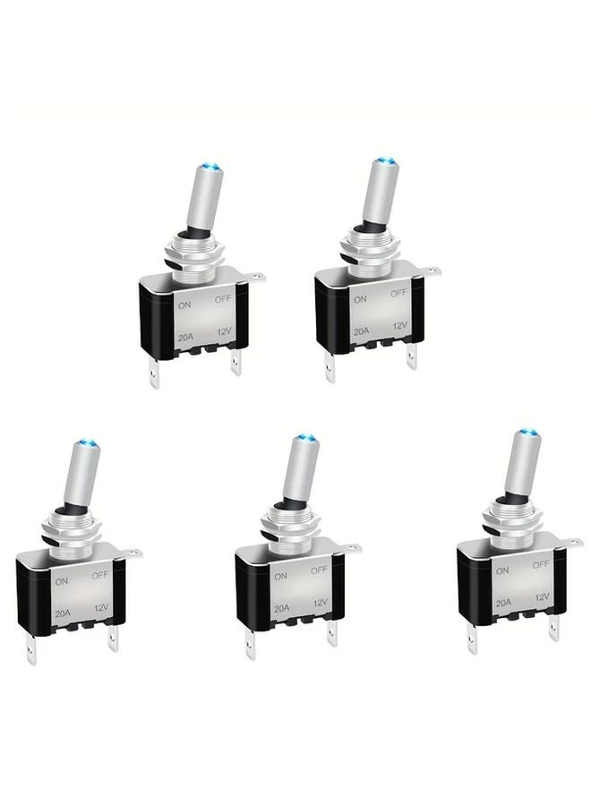Yellow 5pcs Rocker Light Toggle Switch 12V 20A Heavy Duty SPST On Off Automotive - Image 2