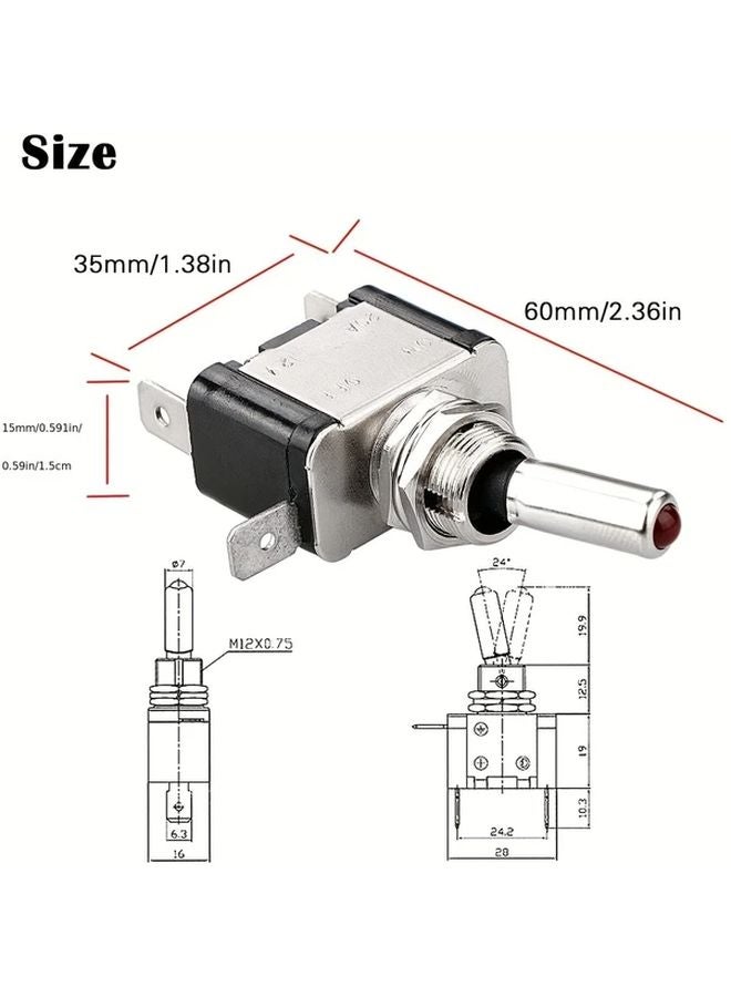 Yellow 5pcs Rocker Light Toggle Switch 12V 20A Heavy Duty SPST On Off Automotive - Image 3