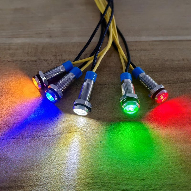 Gebildet 10Pcs 6mm 1/4" LED Metal Indicator Light 110V-220V/AC Waterproof Signal Lamp (Red) - Image 4