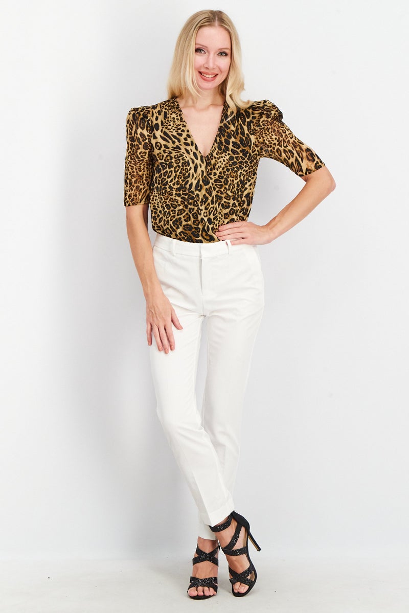 Lini Women Animal Print Short Sleeve Bodysuit, Multicolor - Image 2
