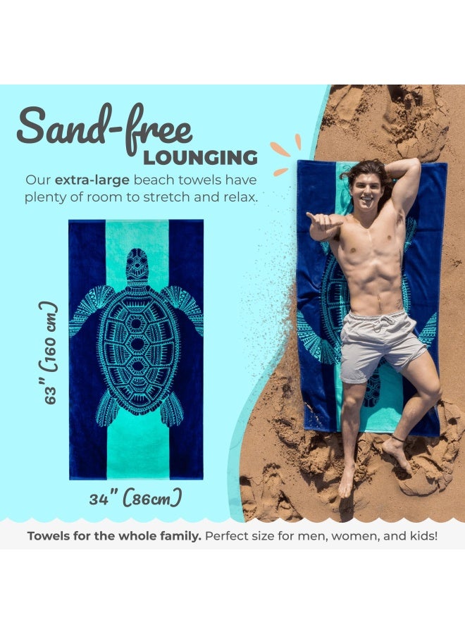 Nova Blue Turtle Beach Towel Tropical Blue Colors With A Unique Design Extra Large Xl 34 X 63 Made From 100 Cotton For Kids And Adults - Image 3
