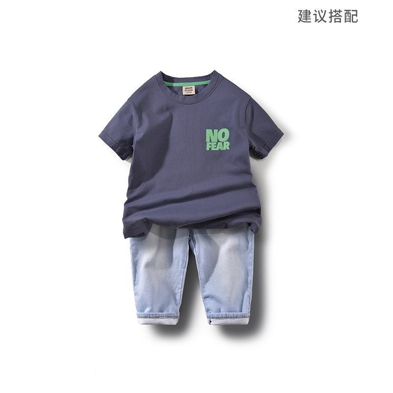 Pure Cotton Children'S Wear 2022 Boys' Short-Sleeved T-Shirt Pure Cotton Neutral Middle And Large Children'S Half-Sleeved Loose T-Shirt - Image 5