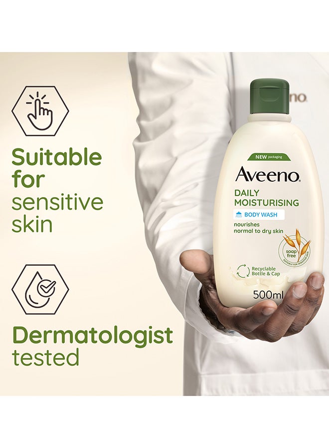 Aveeno Daily Moisturising Body Wash, With Soothing Oat, Suitable For Sensitive Skin, Gently Cleanses and Nourishes, Soap-Free, Lightly Scented, 500ml - Image 4