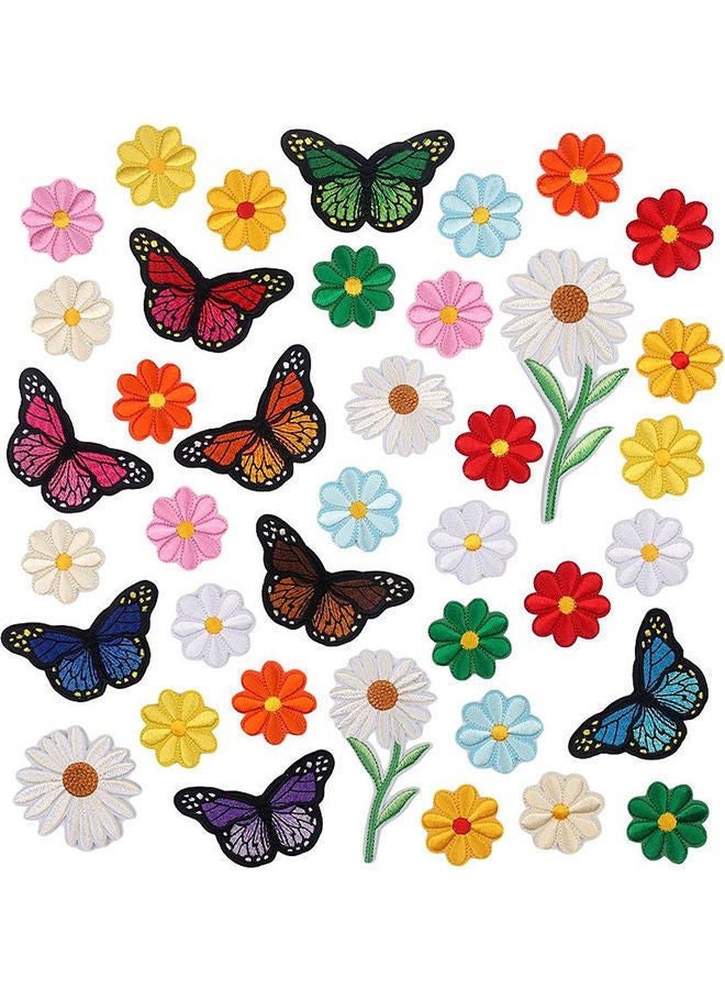 NIBEMINENT 39-Piece Iron Sew on Stickers Mixed Embroidery Cloth Decorative Accessories Embroider Badge Multicolour - Image 1