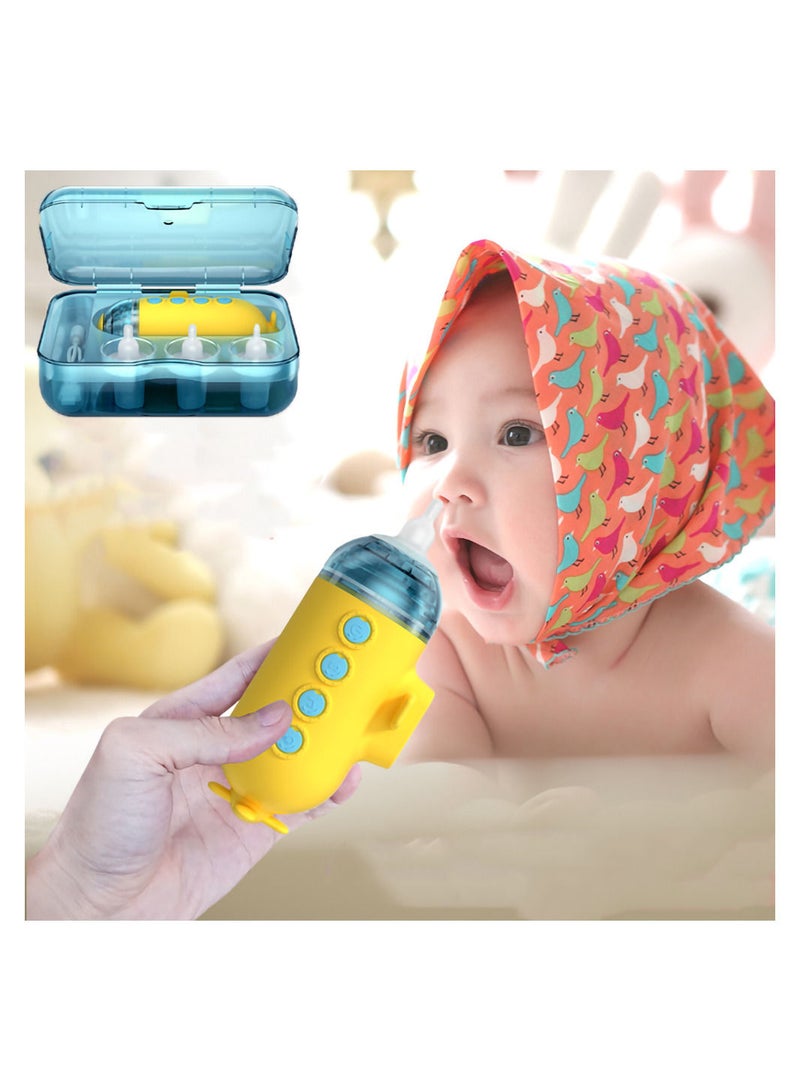 MissTiara Baby Nasal Aspirator, baby electric nasal aspirator, Baby Healthycare Tools Automatic Nose Clener with 3 Silicone Nose Tips & 3 Levels of Suction Rechargeable Portable (Yellow) - Image 2