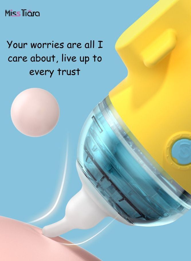 MissTiara Baby Nasal Aspirator, baby electric nasal aspirator, Baby Healthycare Tools Automatic Nose Clener with 3 Silicone Nose Tips & 3 Levels of Suction Rechargeable Portable (Yellow) - Image 5
