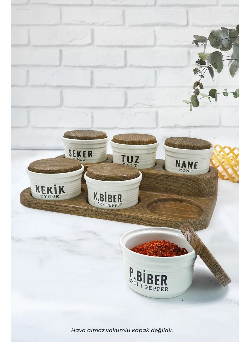 Kitchen Life 13 Piece Ceramic Spice Jar Set with Ladder Stand - Spice Jar Stand with Lid