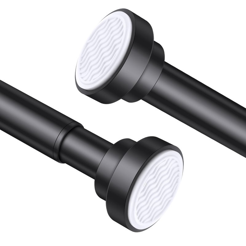Suranew 25-63" Black Adjustable Spring Tension Shower Rod, No Drill Stainless Steel Rust-Resistant Heavy Duty Bathroom/Closet Rod - Image 1
