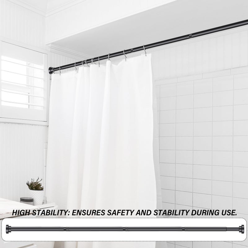 Suranew 25-63" Black Adjustable Spring Tension Shower Rod, No Drill Stainless Steel Rust-Resistant Heavy Duty Bathroom/Closet Rod - Image 4