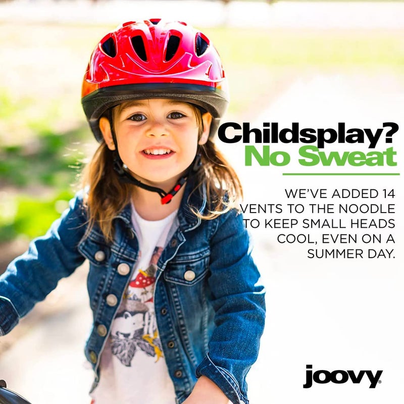 Joovy Noodle Bike Helmet for Toddlers and Kids Aged 1-9 with Adjustable-Fit Sizing Dial, Sun Visor, Pinch Guard on Chin Strap, and 14 Vents to Keep Little Ones Cool (Medium, Red) - Image 4