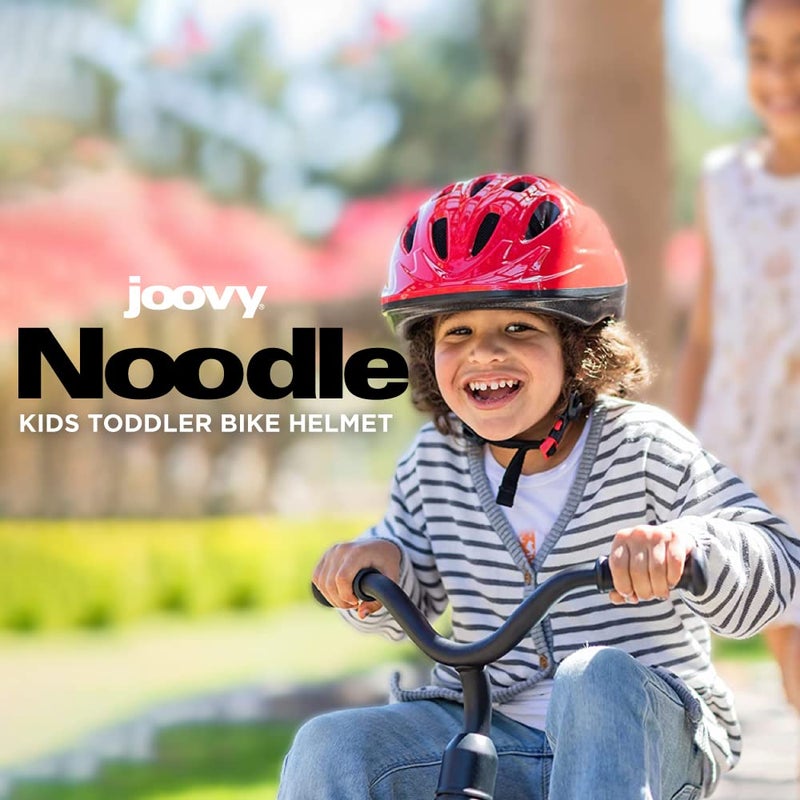 Joovy Noodle Bike Helmet for Toddlers and Kids Aged 1-9 with Adjustable-Fit Sizing Dial, Sun Visor, Pinch Guard on Chin Strap, and 14 Vents to Keep Little Ones Cool (Medium, Red) - Image 2