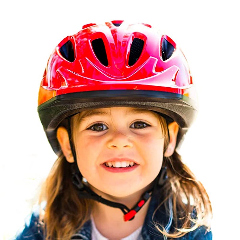 Joovy Noodle Bike Helmet for Toddlers and Kids Aged 1-9 with Adjustable-Fit Sizing Dial, Sun Visor, Pinch Guard on Chin Strap, and 14 Vents to Keep Little Ones Cool (Medium, Red) - Image 1