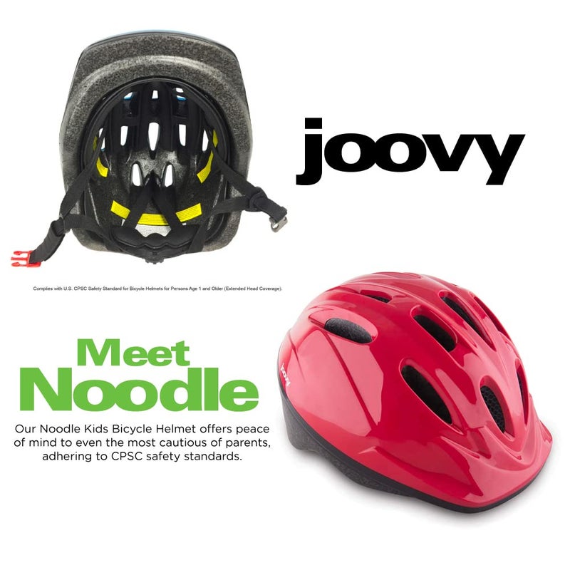 Joovy Noodle Bike Helmet for Toddlers and Kids Aged 1-9 with Adjustable-Fit Sizing Dial, Sun Visor, Pinch Guard on Chin Strap, and 14 Vents to Keep Little Ones Cool (Medium, Red) - Image 3