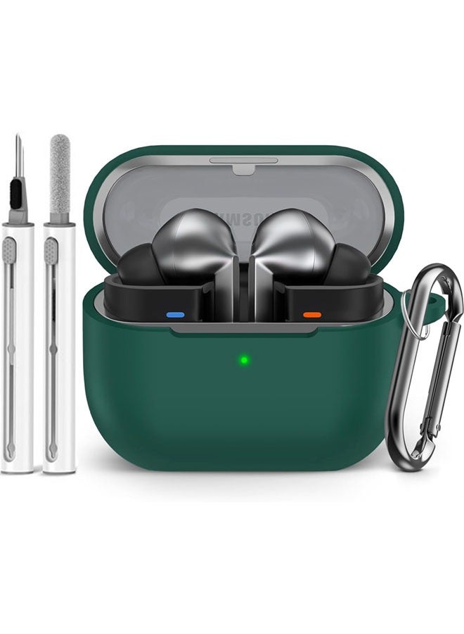 SJet Samsung Galaxy Buds 3 & Pro Case Cover with Cleaner Kit, Soft Silicone Case with Carabiner(Green) - Image 1