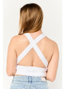 Don't Call Me Jennyfer Women Halter Neck Sleeveless Tank Top, White  - Image 4