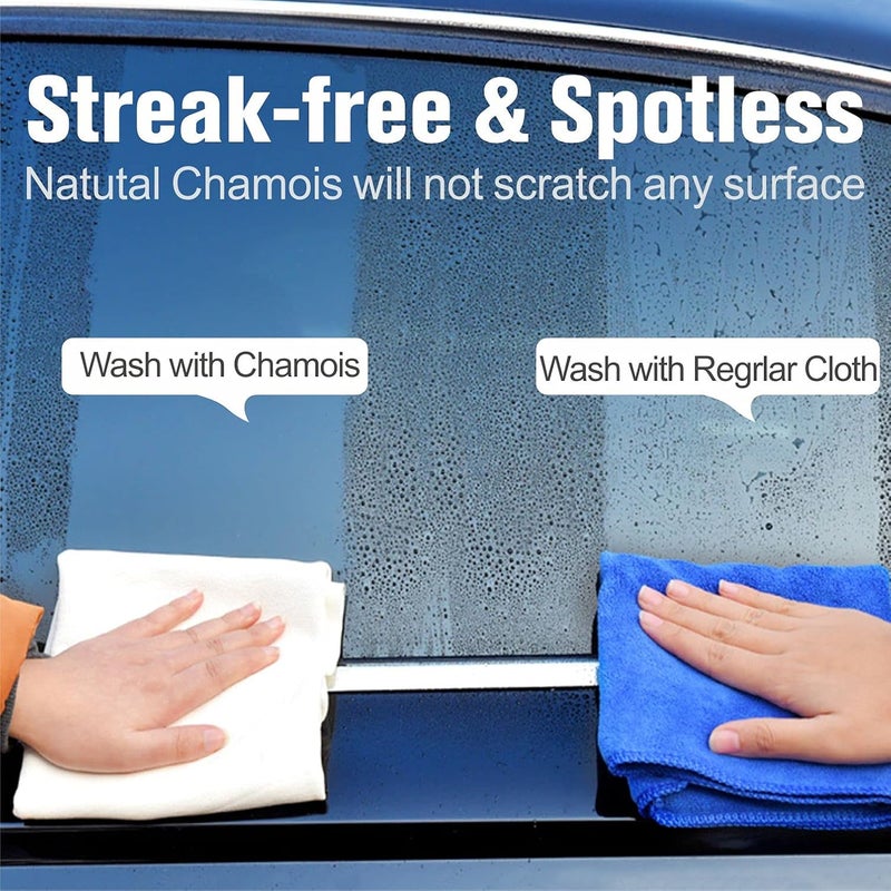 River Lake Chamois Cloth for Car Cleaning Accessories,Leather Chamois Cloth Natural Shammy Drying Towel Dryer for Car Wash Care,Super Absorbent,（3 Pack） - Image 2