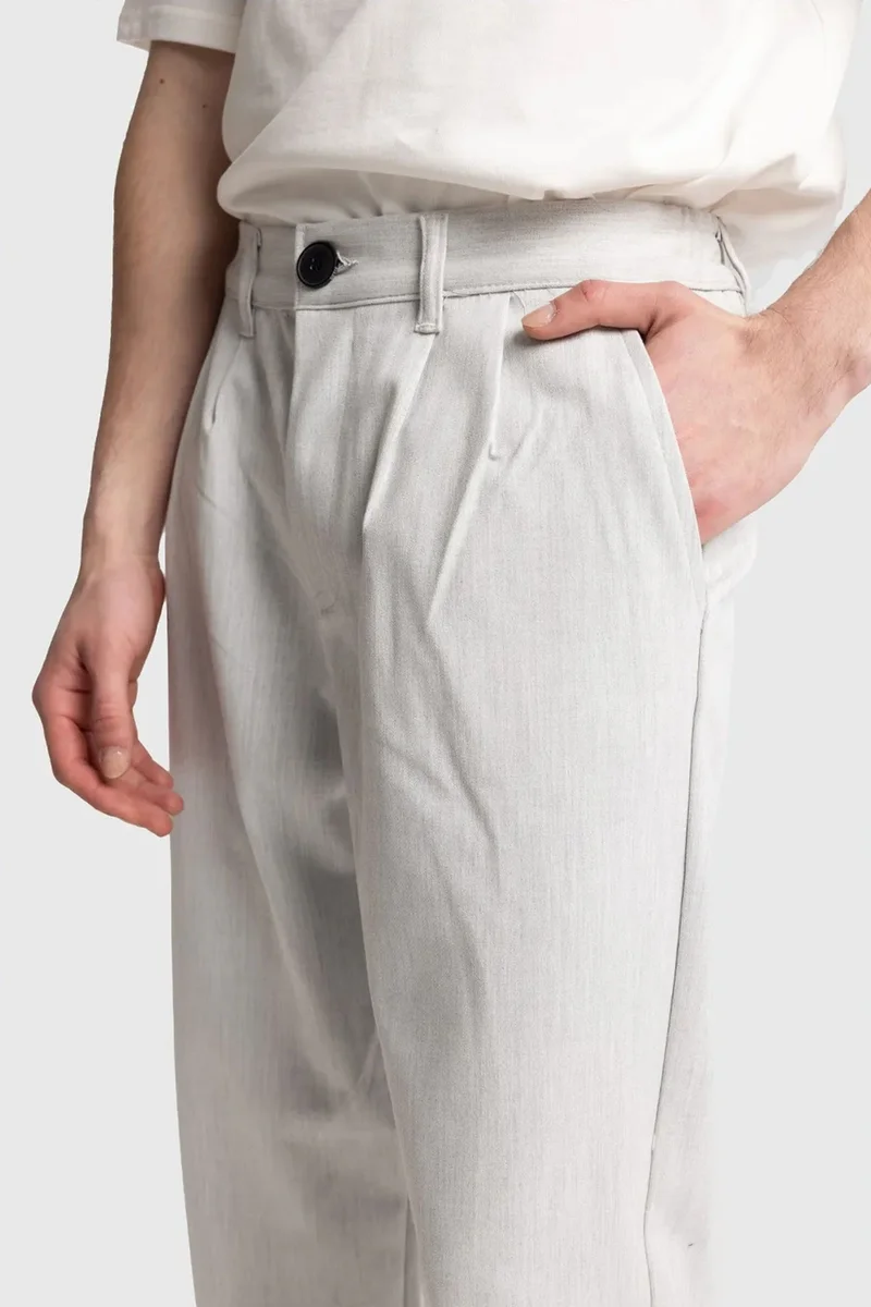 Giesto Light Grey GIESTO Pleated Straight Leg Pants for Men | Best Price UAE