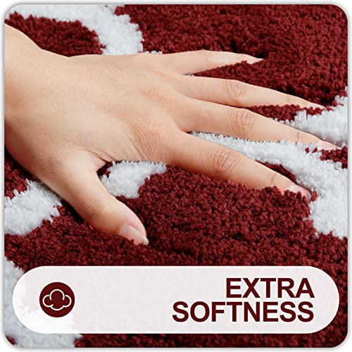 OLANLY Bathroom Rugs 36x24 Soft and Absorbent Microfiber Bath Rugs NonSlip Shaggy Shower Carpet Machine Wash Dry Bath Mats for Bathroom Floor Tub and Shower Burgundy - Image 3