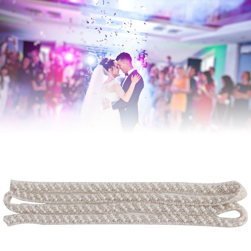 1 Yard Pearl Ribbon Tape DIY HandMade Clothes Embroidered Sewing Decoration Accessories(1cm White Oblique Pearl ) - Image 4
