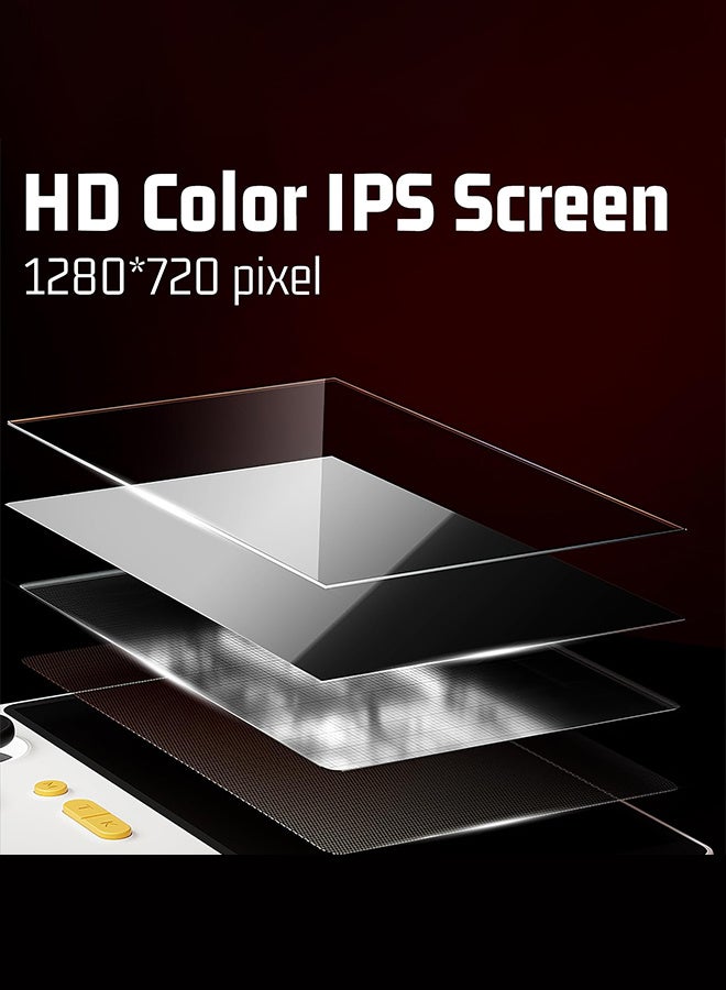  أمباون جهاز ألعاب E5 المحمول باليد بشاشة 5 بوصة، جهاز ألعاب ريترو بشاشة 5 بوصة، جهاز ألعاب ريترو مع 128 جيجا مدمج به أكثر من 15000 لعبة كلاسيكية، 1280 × 720 بكسل، قابل للبحث عن الألعاب، بطارية 6000 مللي أمبير، جهاز ألعاب جيب محمول مع حامل سطح مكتب (أبيض) - Image 4