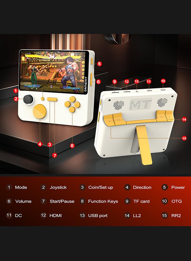  أمباون جهاز ألعاب E5 المحمول باليد بشاشة 5 بوصة، جهاز ألعاب ريترو بشاشة 5 بوصة، جهاز ألعاب ريترو مع 128 جيجا مدمج به أكثر من 15000 لعبة كلاسيكية، 1280 × 720 بكسل، قابل للبحث عن الألعاب، بطارية 6000 مللي أمبير، جهاز ألعاب جيب محمول مع حامل سطح مكتب (أبيض) - Image 3