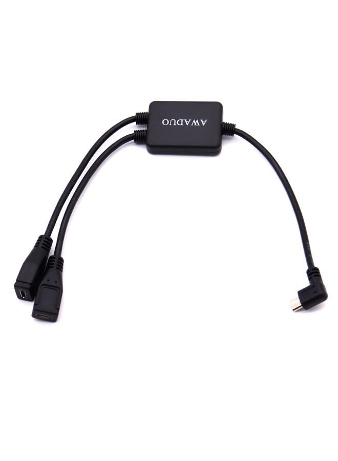 AWADUO 90 Degree Micro USB Male to Female Splitter 1 in 2 Out,Micro USB 1 to 2 Y Splitter Cable High Speed Charging Cable 30cm Length - Image 3