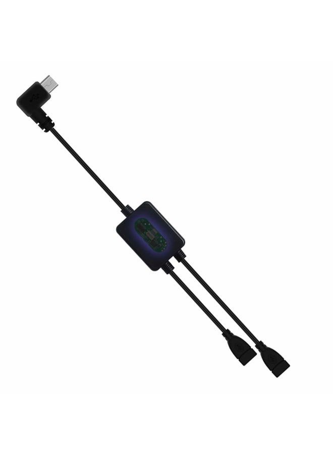 AWADUO 90 Degree Micro USB Male to Female Splitter 1 in 2 Out,Micro USB 1 to 2 Y Splitter Cable High Speed Charging Cable 30cm Length - Image 1