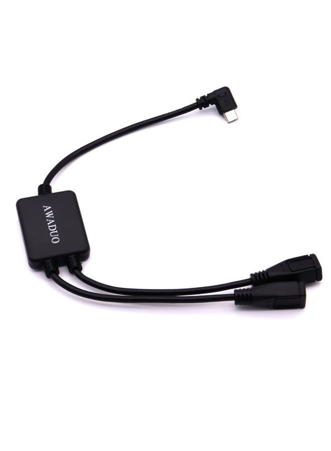 AWADUO 90 Degree Micro USB Male to Female Splitter 1 in 2 Out,Micro USB 1 to 2 Y Splitter Cable High Speed Charging Cable 30cm Length - Image 2