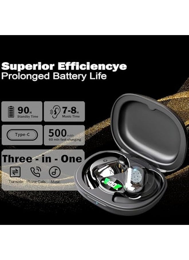 Topleo - Ai Translation Earbuds,Real-time Two-Way Translation,3 in 1 Function Ear Buds 144 Language Translator Earbuds for Traveling Abroad,Language Translation Headset,Black - Image 1