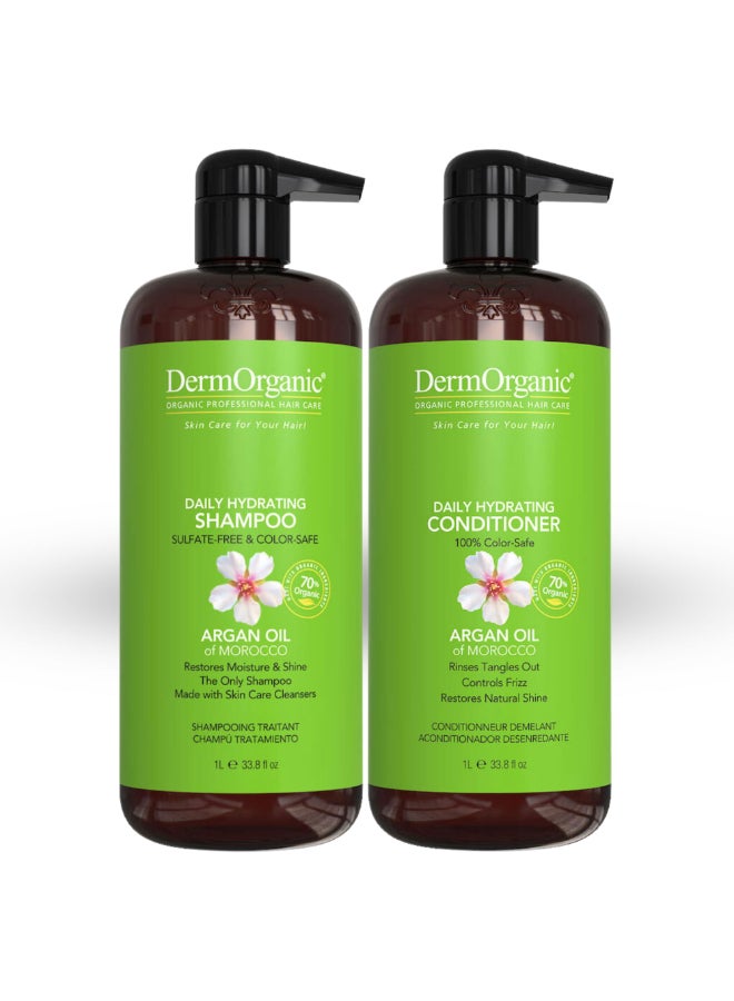 DermOrganic Argan Oil Daily Hydrating Shampoo plus Conditioner SulfateFree Color Safe 338 oz - Image 3