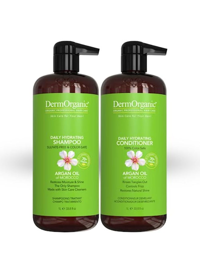 DermOrganic Argan Oil Daily Hydrating Shampoo plus Conditioner SulfateFree Color Safe 338 oz - Image 1