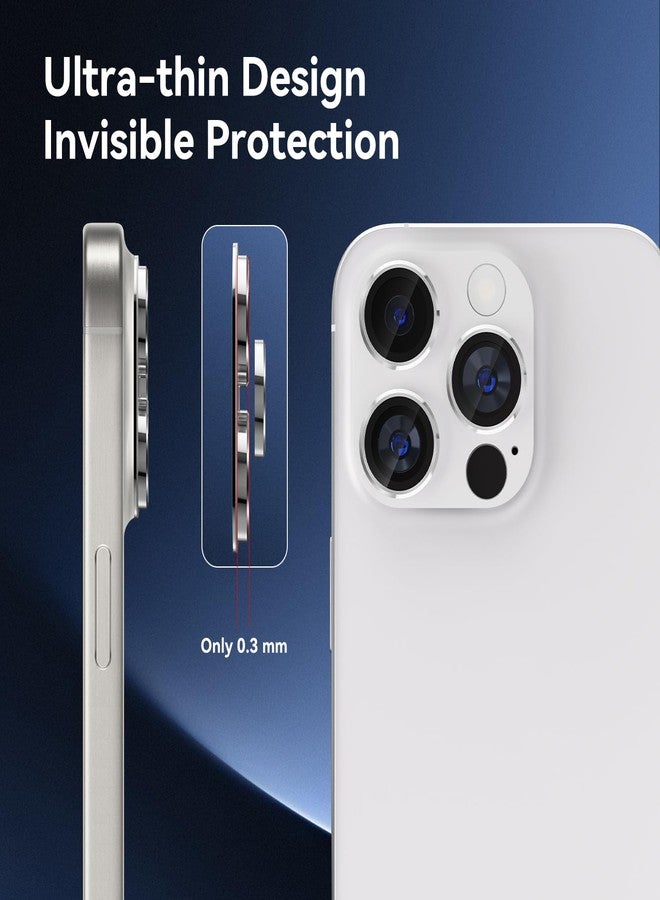 CloudValley for iPhone 16 Pro/iPhone 16 Pro Max Camera Lens Protector, [AR+AF 99% Transmittance] [Full Coverage] Ultra-HD Tempered Glass Cover, Metal Lens Screen Protective,White Titanium - Image 3