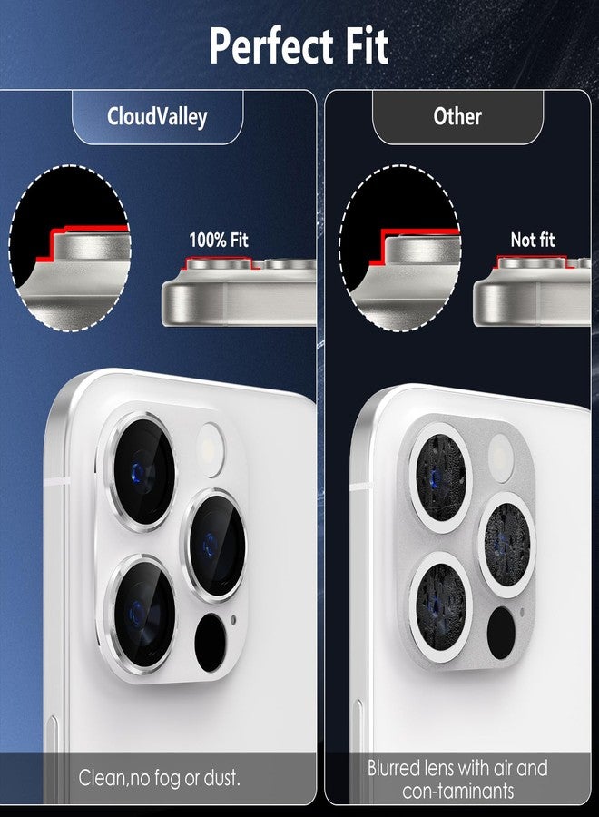 CloudValley for iPhone 16 Pro/iPhone 16 Pro Max Camera Lens Protector, [AR+AF 99% Transmittance] [Full Coverage] Ultra-HD Tempered Glass Cover, Metal Lens Screen Protective,White Titanium - Image 2