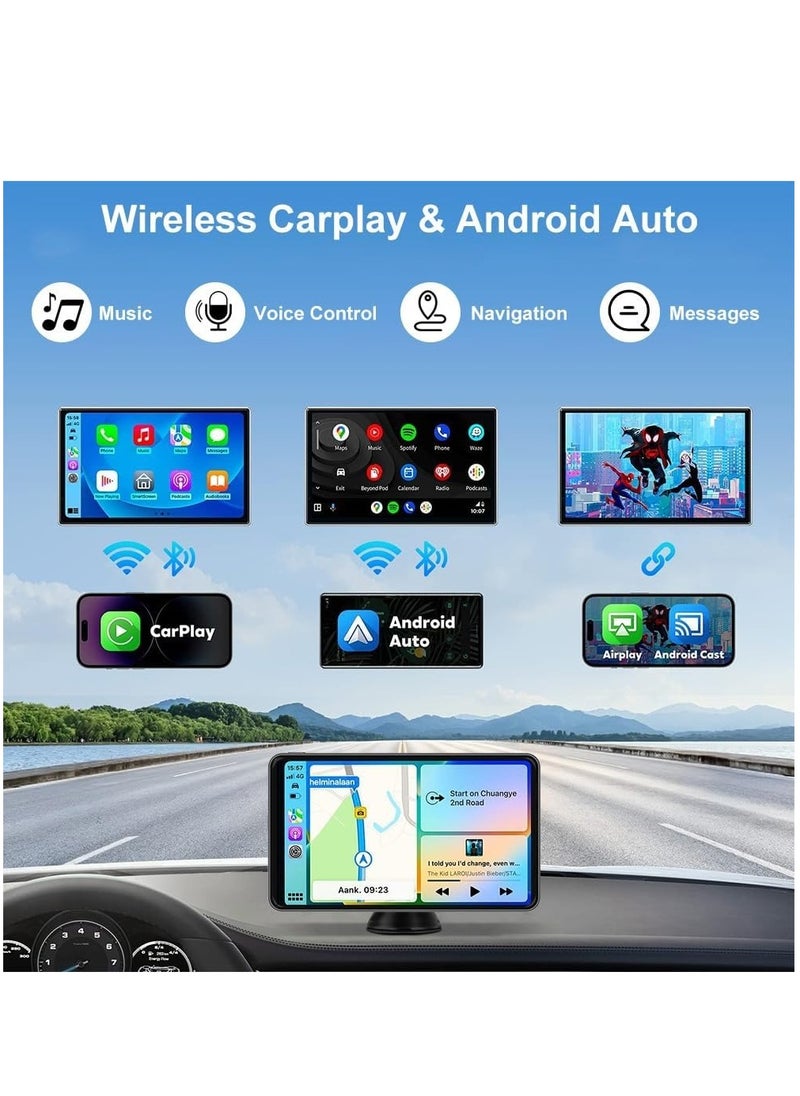 Generic - Portable Car Stereo with Wireless Carplay Android Auto Airplay MirrorCast Bluetooth Handsfree AUX/FM Transmitter HD IPS Touchscreen with Carplay Screen Compatible with All Car Models - Image 1