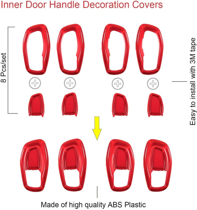 Danti 31 Pcs Car Interior Accessories Decoration Kit for Jeep Renegade (Red) - Image 5