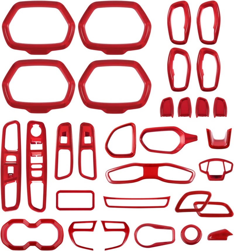 Danti 31 Pcs Car Interior Accessories Decoration Kit for Jeep Renegade (Red) - Image 1