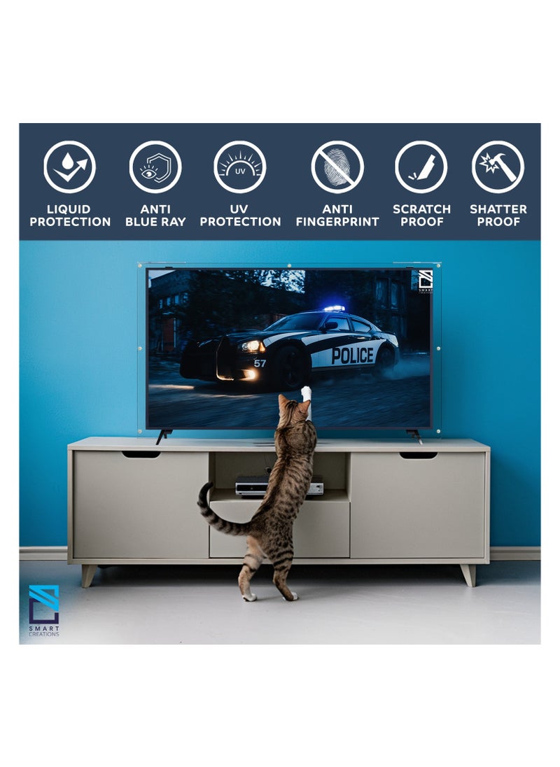 SMART CREATIONS 65 Inch TV Screen Protector, Shatterproof, High Quality, Anti-Blue Ray, Eye Protector, Removable, Waterproof  - Image 3