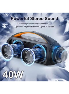 جيكس D16 مكبرات صوت بلوتوث محمولة 40 وات مكبر صوت بلوتوث كبير Boombox مكبر صوت بصوت عالٍ مع مكبر صوت لاسلكي خارجي عميق مع أضواء ديسكو للحفلات بلوتوث 5.3 Ip65 مقاوم للماء Tws  - Image 4