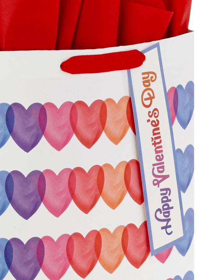 Hallmark Valentine's Day 15" Extra Large Gift Bag with Tissue Paper (Hearts, Blue, Purple, Pink, Red, Orange) for Kids, Teachers, Husband, Wife, Grandchildren - Image 5