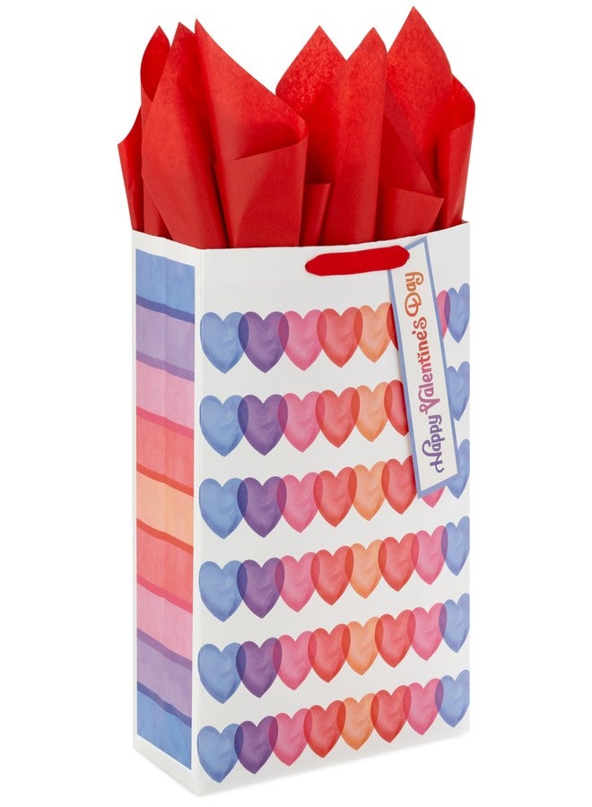 Hallmark Valentine's Day 15" Extra Large Gift Bag with Tissue Paper (Hearts, Blue, Purple, Pink, Red, Orange) for Kids, Teachers, Husband, Wife, Grandchildren - Image 1