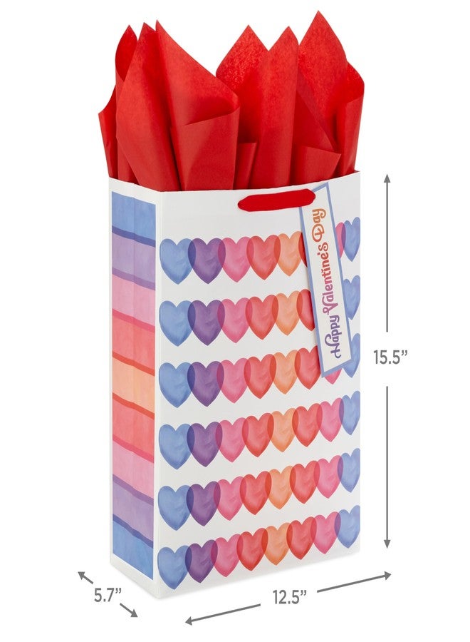 Hallmark Valentine's Day 15" Extra Large Gift Bag with Tissue Paper (Hearts, Blue, Purple, Pink, Red, Orange) for Kids, Teachers, Husband, Wife, Grandchildren - Image 3
