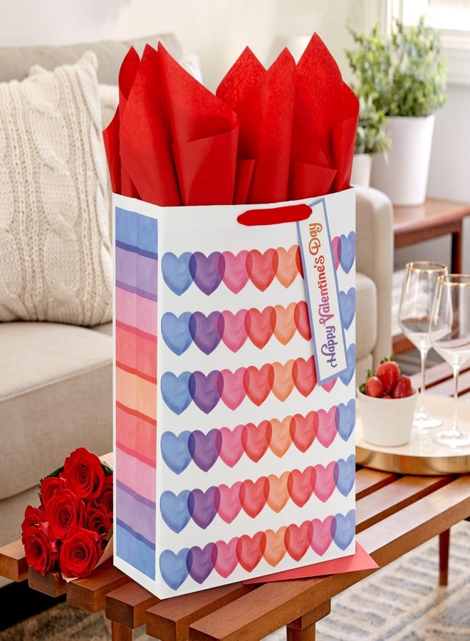 Hallmark Valentine's Day 15" Extra Large Gift Bag with Tissue Paper (Hearts, Blue, Purple, Pink, Red, Orange) for Kids, Teachers, Husband, Wife, Grandchildren - Image 2