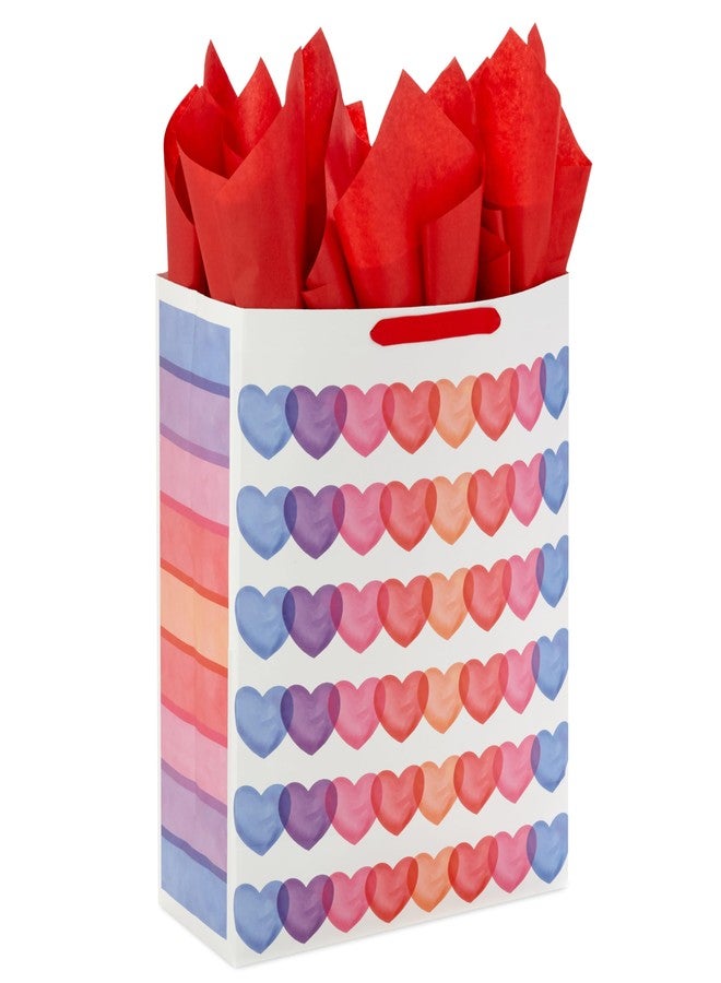 Hallmark Valentine's Day 15" Extra Large Gift Bag with Tissue Paper (Hearts, Blue, Purple, Pink, Red, Orange) for Kids, Teachers, Husband, Wife, Grandchildren - Image 4