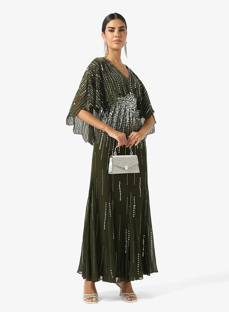 Amelia Rose  Embellished V-Neck Maxi Dress for Women | Best Price UAE