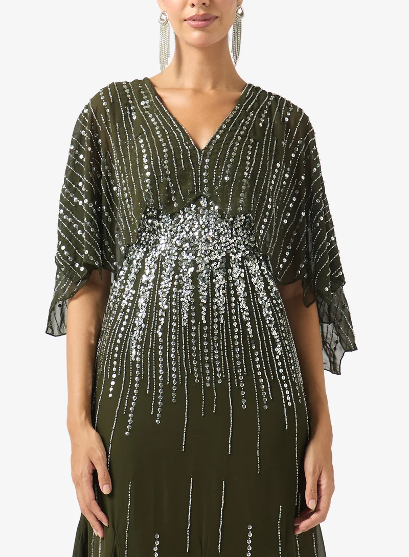 Amelia Rose  Embellished V-Neck Maxi Dress for Women | Best Price UAE
