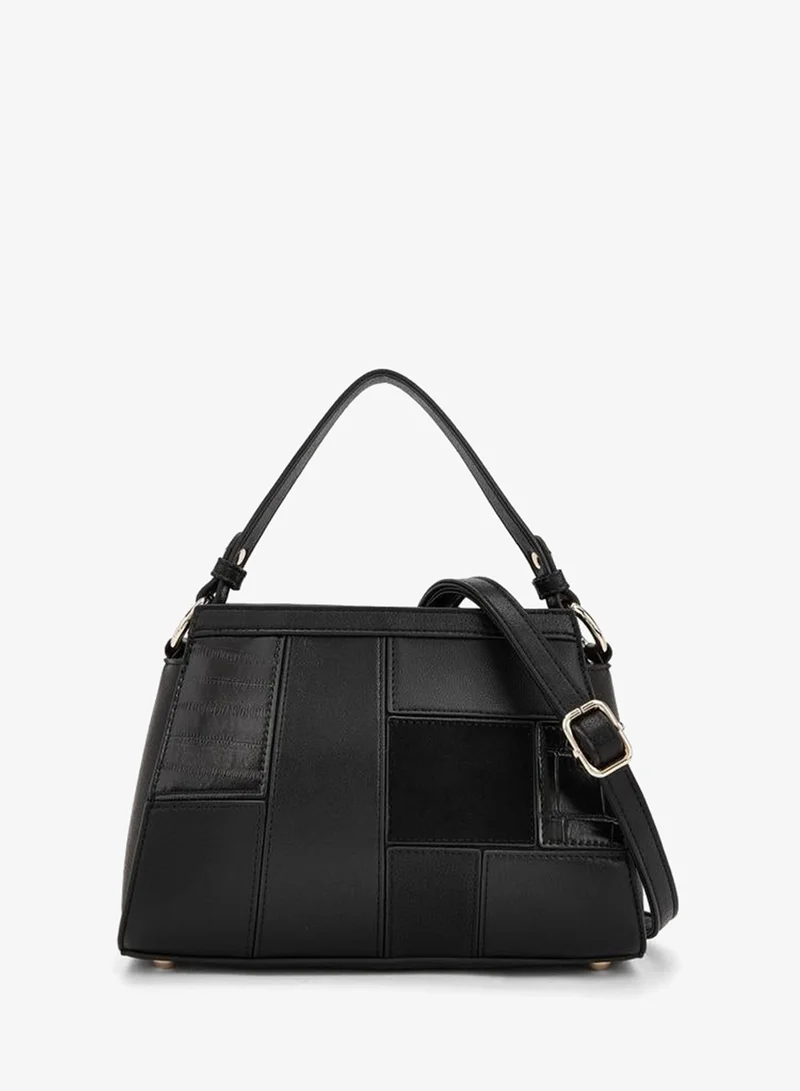 Panelled Shoulder Bag With Zip Closure