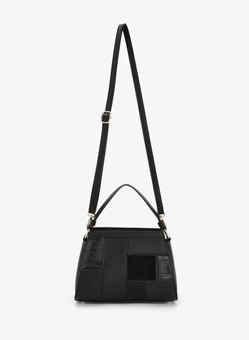 Flora Bella By Shoexpress BLACK Panelled Shoulder Bag With Zip Closure for Women | Best Price UAE