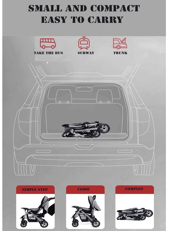 NKX Deluxe Foldable Baby Stroller - Portable Multifunctional Travel Pram for Newborns and Infants with Four-Wheel Suspension - Image 3